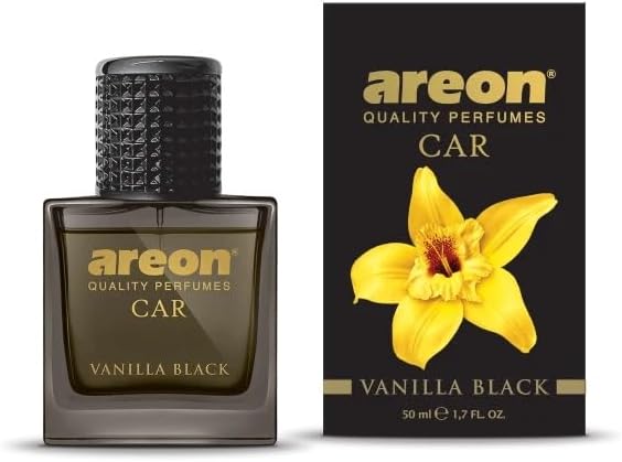 AREON MCP08 Car Perfume 1.7 Fl Oz. (50ml) Glass Bottle Car Air Freshener Spray, Vanilla Black