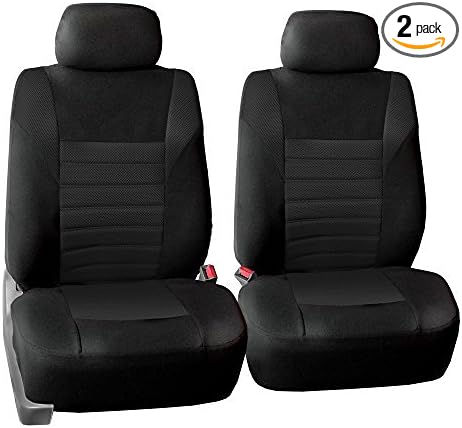FH Group Automotive Car Seat Covers Front Set Premium 3D Air Mesh Front Seat Covers, Airbag Compatible Universal Fit Interior Accessories for Cars Trucks and SUVs - Black