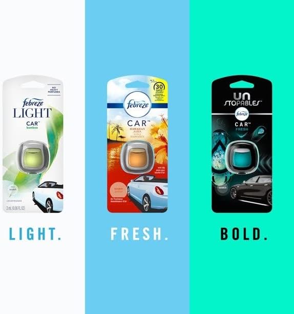 Febreze Car Vent Clip Air Freshener, Odor Eliminator for Up to 30 Days Freshness, 2 Clips (Fresh Leaves)