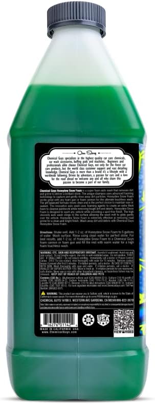 Chemical Guys CWS 110 Honeydew Snow Foam Car Wash Soap (Works with Foam Cannons, Guns or Bucket Washes) Safe for Trucks, Motorcycles, RVs & More, 128 fl oz (1 Gallon), Honeydew Scent