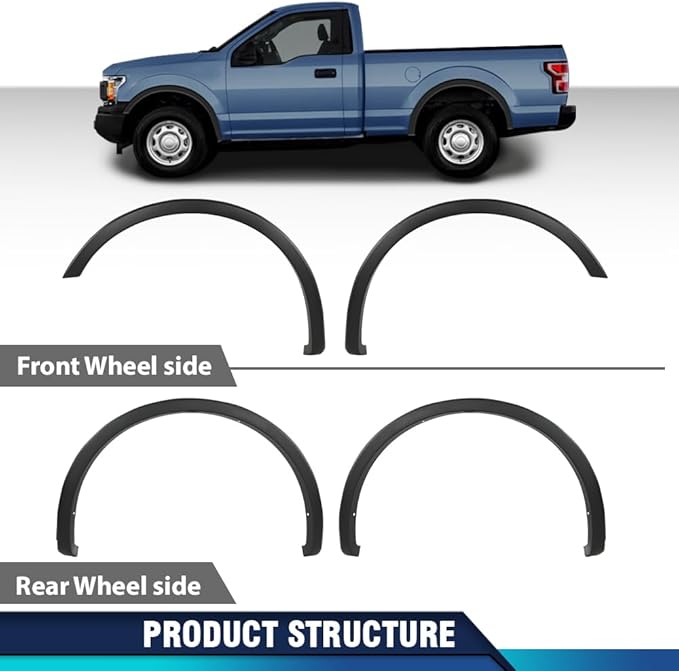 PIT66 Fender Flares Compatible with Ford F150 2018 2019 2020 Smooth Paintable Factory Style 4pcs