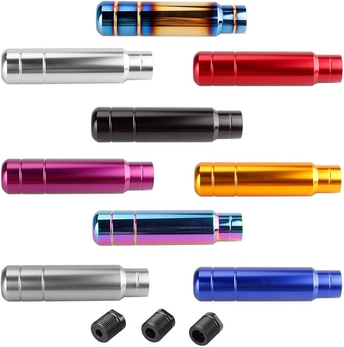 BARTOO Aluminum Weighted Manual Shift knobs, Long Stick Shift Knob Gear Shifter Knobs, Car Accessories Lever Cover Head Universal Shifter Knobs with 3 Threaded Adapters (Titanium Color)