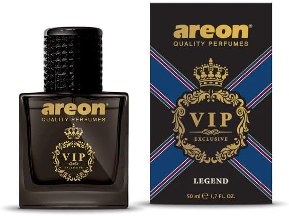 AREON VIPB03 Car Perfume 1.7 Fl Oz. (50ml) Glass Bottle Car Air Freshener Spray, Legend (Black Package)