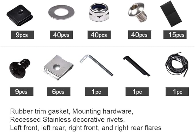 G-PLUS Fender Flares 4pcs, Compatible With GMC Sierra 1500 2007 2008 2009 2010 2011 2012 2013 All Beds Pocket Rivet Textured Offroad Style Wheel Flares Set, 2x Front & 2x Rear