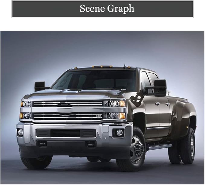 ReYee Towing Mirrors for 2014-2019 Chevy Silverado 1500 2500 3500 GMC Sierra with Power Heated Turn Signal Light Arrow Signal On Glass Auxiliary Lamp Manual Telescoping Folding Black Cap