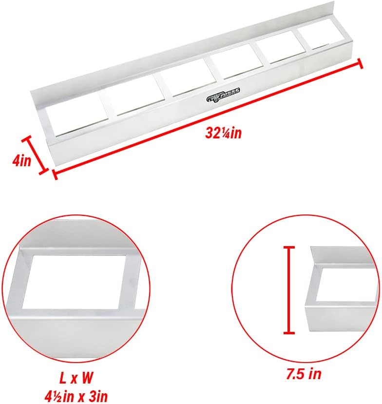 Pit Posse 304 Six Quart Oil Can Rack Holder 32" Caddy Wall Hanger Aluminum Shelf - Made in USA - Holds 6 Quarts of Motor Engine Oil - Enclosed Race Trailer Shop Garage Storage Organizer (Silver)
