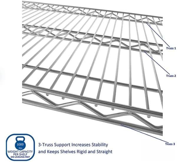 Generic Organize in Style with The Members Mark 6-Tier NSF Heavy Duty Wire Shelving, 47.75"" W x 18"" D x 75.5"" H (Granite, 1 PACK)