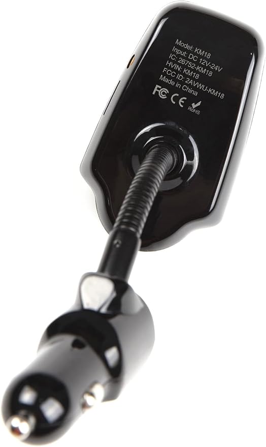 Nulaxy Bluetooth Car FM Transmitter Audio Adapter Receiver Wireless Handsfree Voltmeter Car Kit TF Card AUX 1.44 Display – KM18 Peacock Blue