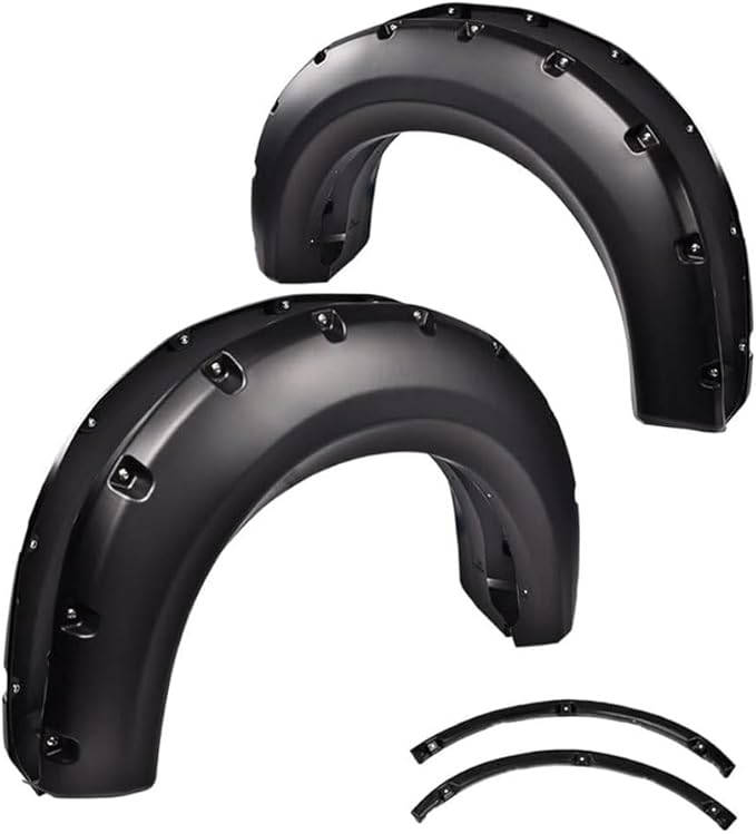 CHEDA Fender Flares,Compatible with 2009-2014 Ford F150, Paintable Riveted Smooth Matte Black Pocket Style 4Pcs Wheel Flares Set