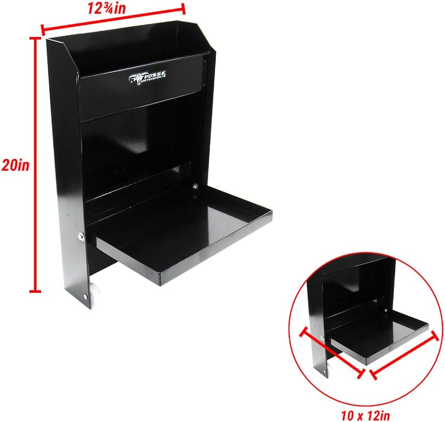 Pit Posse 458BK Jr Work Station Storage Cabinet Shelf Rack Holder Caddy - Made in USA - Garage Enclosed Race Trailer Automotive Mechanics Shop Storage Organizer Aluminum (Black)