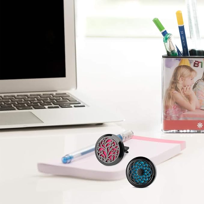 Car Air Freshener Vent Clip - 2PCS 30mm Black Car Essential Oil Diffuser Vent Clips for Home Office Room with 12 Felt Pads Mother's Day, Birthday Gift for Women & Men