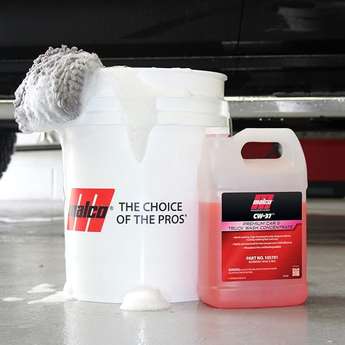 Malco CW-37 Premium Car Wash Concentrate - High Foaming Car & Truck Wash Soap/Removes Road Film, Salt, Dust & Dirt from Your Vehicle/1 Gallon (105701)