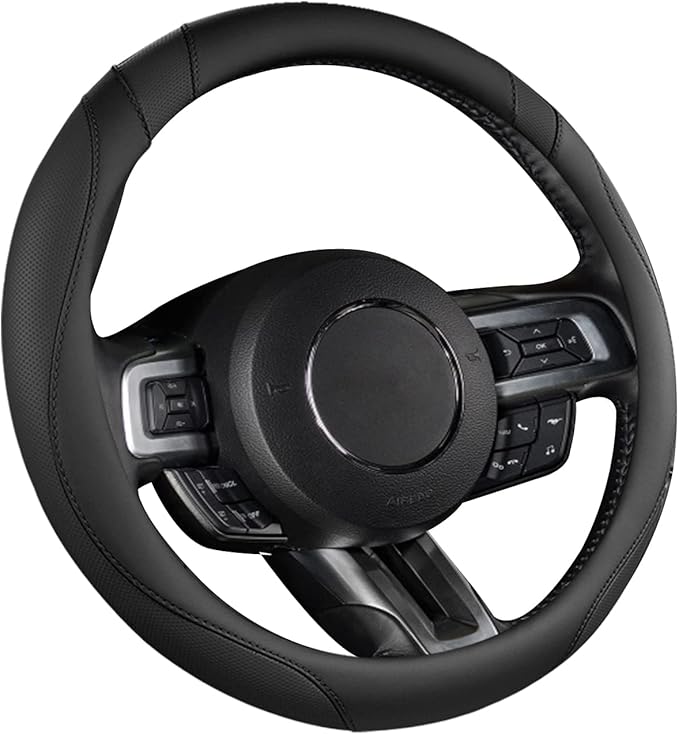 West Llama Car Steering Wheel Cover for Ford Escape,Explorer,Fusion,Focus,Bronco,Transit,Edge(Black- Standard Size)