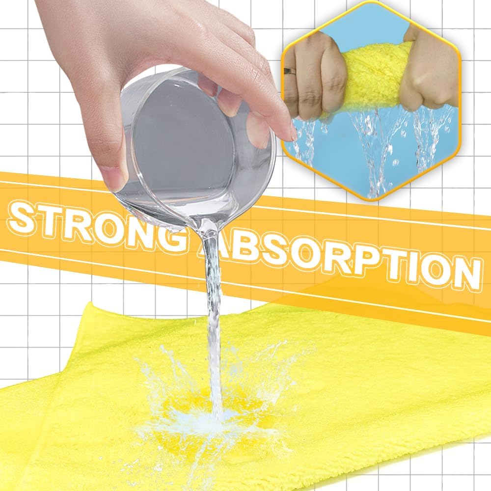 Car Wash Drying Towels,Absorbent,Lint-Free, Extra Soft,Reusable and Durable,Interior&Exterior, Microfiber Drying Towels for Cars 16in x 16in-6 Packs Yellow