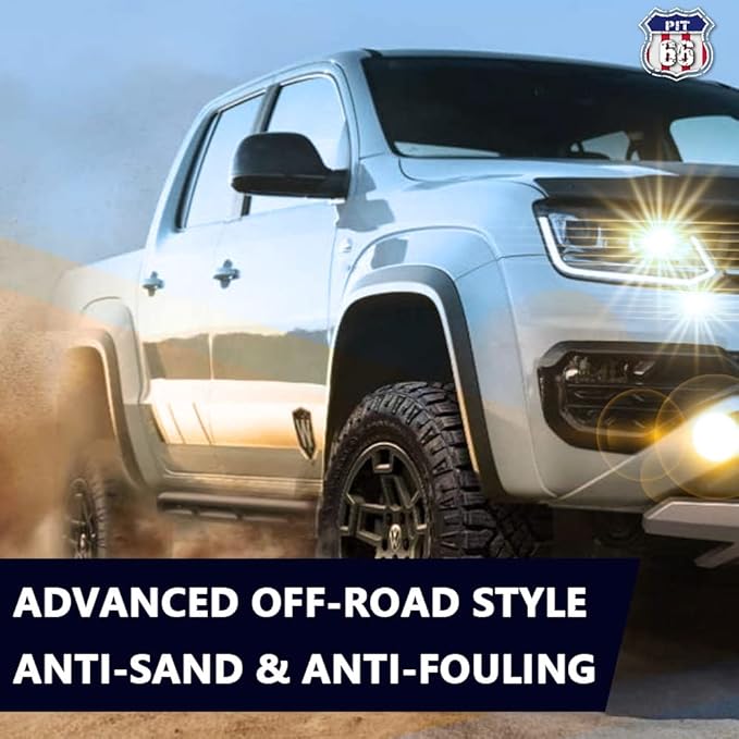 PIT66 Fender Flares, Compatible With 2007-2013 GMC Sierra 1500, Rugged Wheel Flares Textured Pocket Riveted Style, 4 Pcs