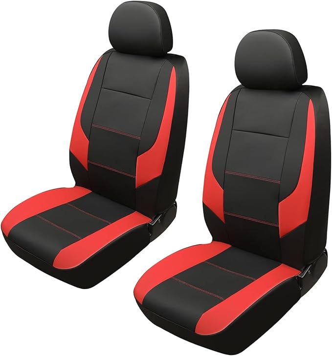 GIANT PANDA Front Car Seat Cover for Jeep Wrangler JK (2007-2018),Leather Bucket Seat Covers Jeep Accessories Custom Fit (Red 2-Pack)