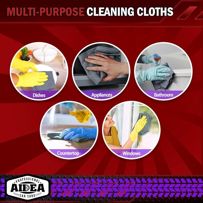 AIDEA Microfiber Cleaning Cloth Grey 10PK, Micro Fiber Cloth for Cleaning Cars, Premium All Purpose Car Towels, Dusting Cloth Cleaning Rags SUVs, House, Kitchen, Window, Workshops, 12"×12"