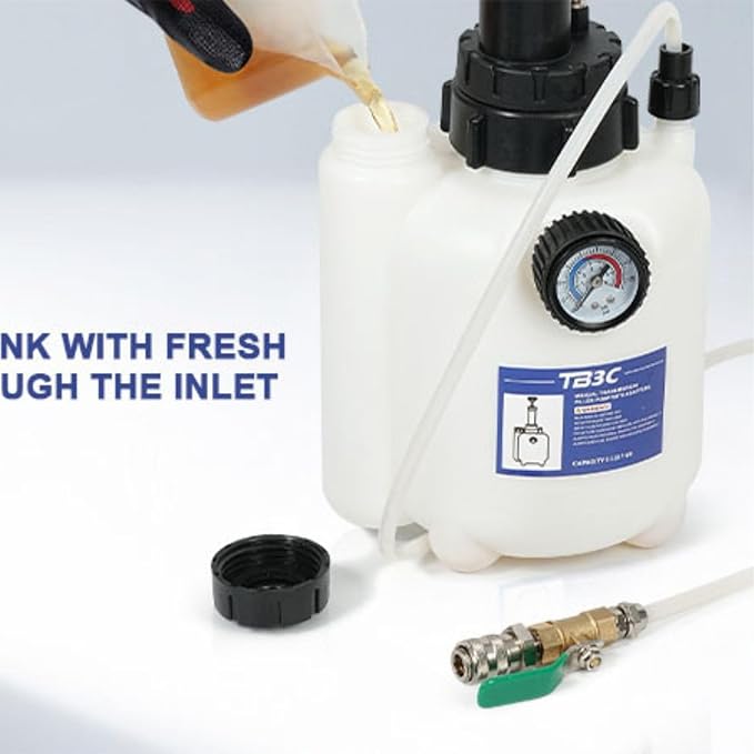 Transmission Fluid Transfer Pump,3L Manual Refill System Dispenser with Pressure Gauge,Automotive Transmission Dispenser Pump Tool Set Oil with 12pc ATF Adapters