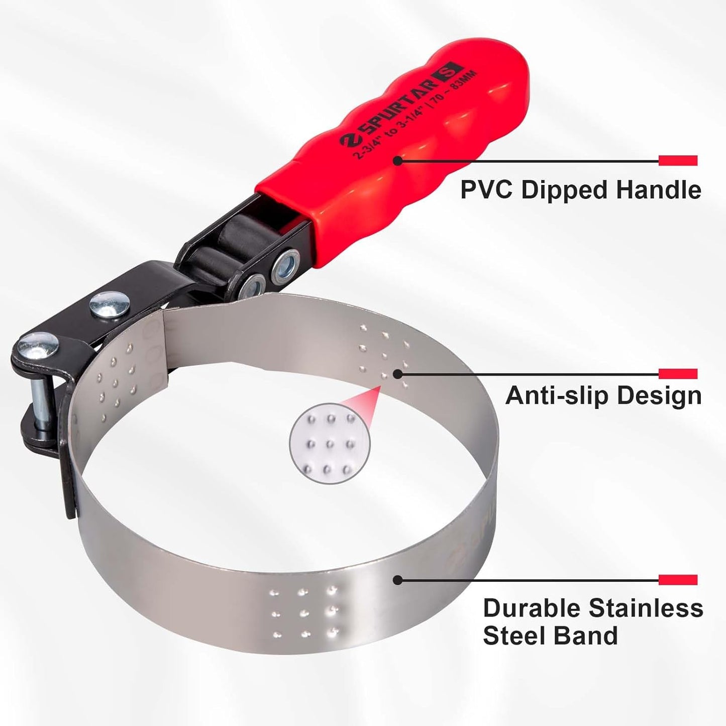 Spurtar Extra Small Oil Filter Wrench, Swivel Oil Filter Removal Tool, Fits Filters 2-3/4" to 3-1/4" (70-83mm) for 4S Shop Auto Repair Mechanic DIY Generator Small Engine