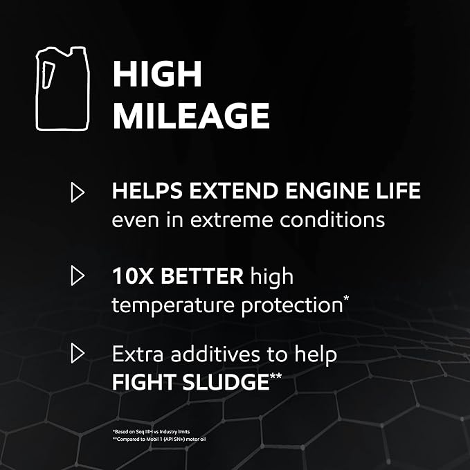 Mobil 1 High Mileage Full Synthetic Motor Oil 5W-30, 5 Quart (Pack of 2)