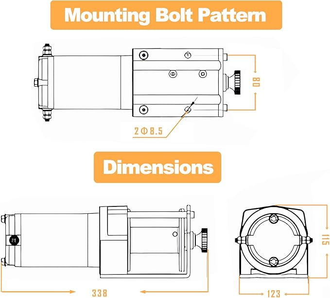 3000LBS Electric Winchs Synthetic Rope Electric Winch 12V for Towing ATV/UTV Off Road with Mounting Bracket Wireless Remote, Black