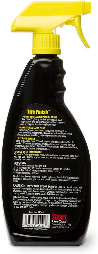 Stoner Car Care 92044 More Shine Tire Finish for Tire and Wheel Care Creates a Long-Lasting, Rain-Resistant Tire Shine, Makes Faded Tires Look New, Non-Greasy Formula, 22 Fl Oz, Pack of 1