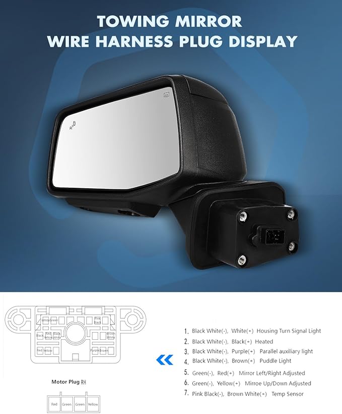 ECCPP Tow Mirrors Towing Mirrors Fit For 2019-2023 For GMC For Serria 1500 With Left Right Side With Power Heated light on cover puddle light Blind spot light Temp sensor Manual Folding