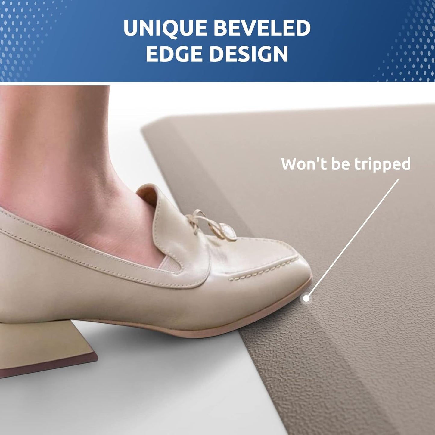 KitchenClouds Kitchen Mat Cushioned Anti Fatigue Rug 17.3"x28" Waterproof Non Slip Standing Desk Mat Comfort Floor Mats for Kitchen House Sink Office (Khaki)