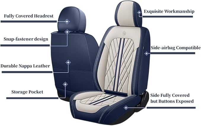 Universal Fit Waterproof Breathable Nappa Leather Automotive Vehicle Car Seat Covers Set Cushion Protector for Sedan SUV