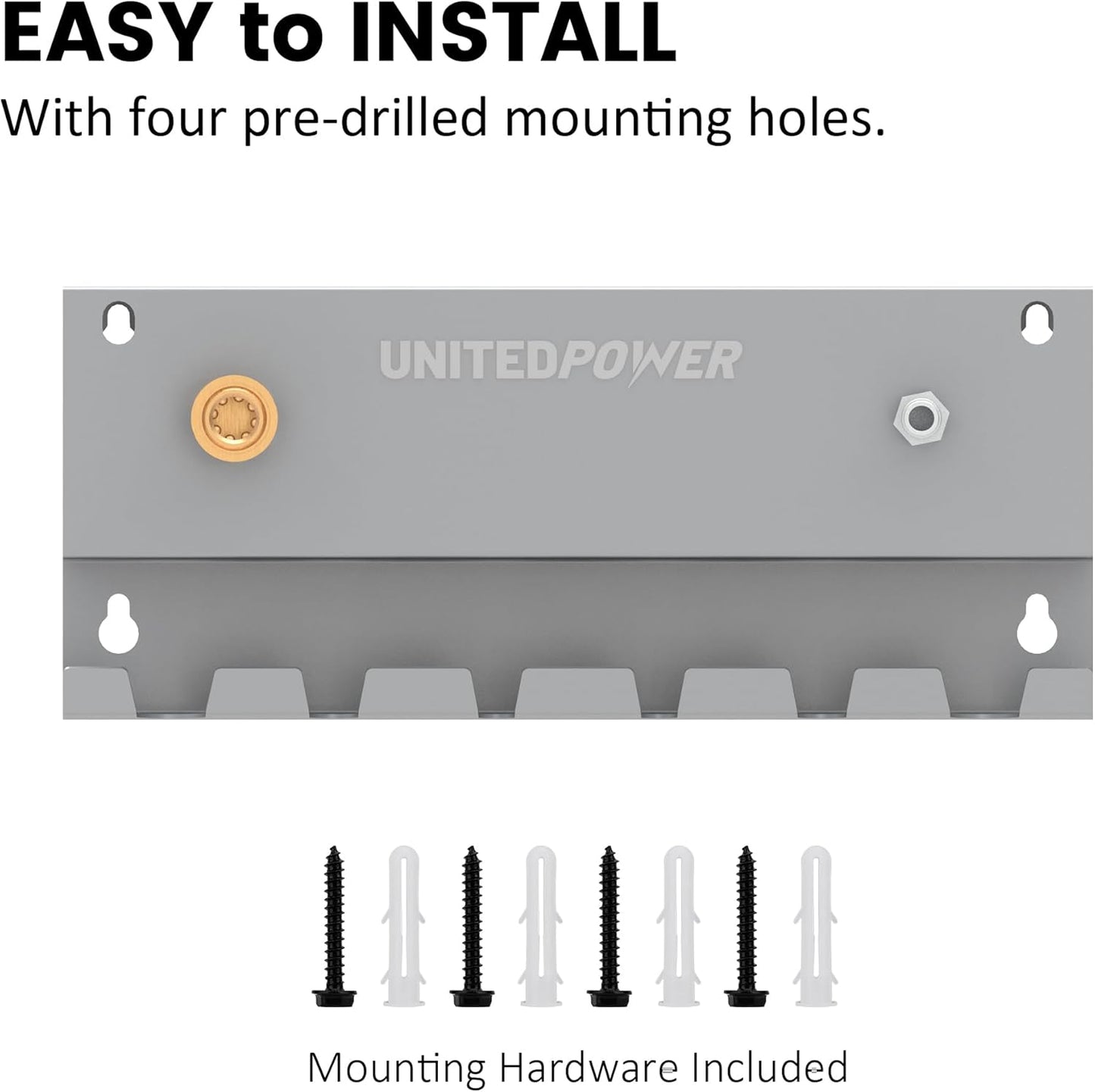 UNITEDPOWER Pressure Washer Gun Holder,Wall Mount Foam Cannon Holder,Tool Storage Rack for Pressure Washer Wand/Nozzle Tips, Car Wash Accessories Organizer, Silver