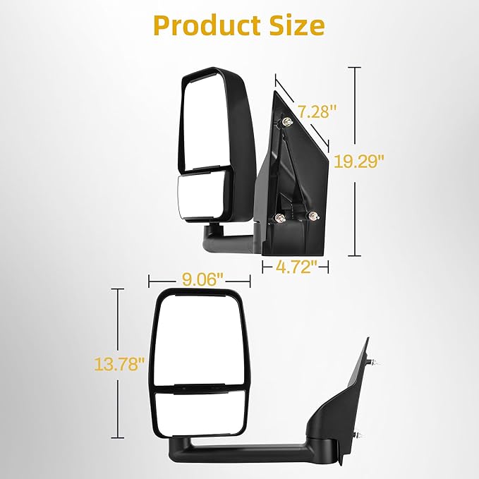 DWVO Left Driver Side Towing Mirror Compatible with 2003-2019 Chevy Express GMC Savana 1500/2500/3500, Manual Folding Manual Adjustment Tow Door Mirror Black