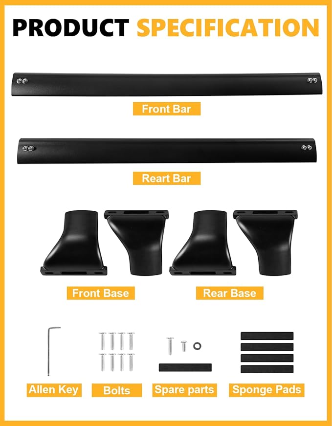 Tuyoung 220lbs Roof Racks Cross Bars Compatible with Chevrolet Chevy Bolt EUV 2017-2025 Bolt-EUV, Heavy Duty Aluminum Crossbar Roof Rail Cargo Carrier Rooftop Car Black Accessories