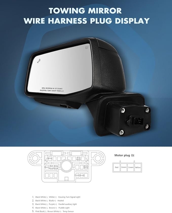 ECCPP Tow Mirrors Towing Mirrors Compatible With 2019-2023 For Chevy silverado 1500 With Left Right Side Blind spot light With Power Heated light on cover puddle light Temp sensor