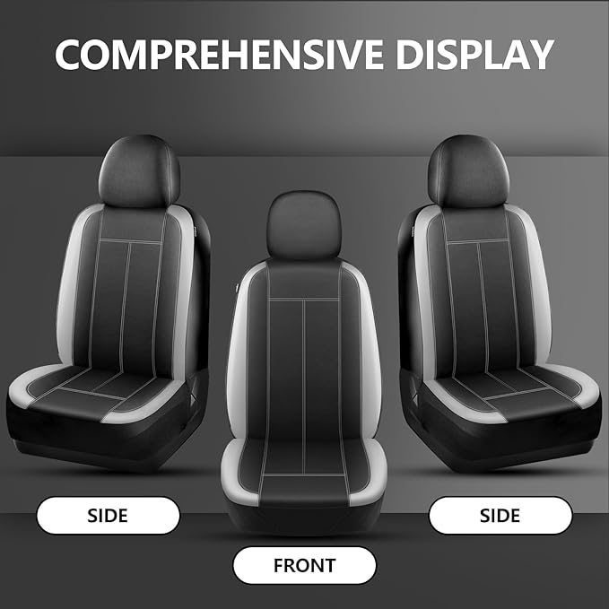 Waterproof EVA Car seat Covers, Neoprene Lining Seat Covers Premium Cloth,Airbag Compatible, Durable, Universal Fit Automotive Seat Covers for Most Cars,Trucks,SUVs(Black LightGray 816)