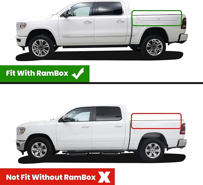 LASFIT 6FT4 Trunk Bed Mat for Ram 1500 2019-2026 Standard Bed (6.4 FT / 76.3inches) NOT for Classic Model or Model with RamBox, All Weather TPE Custom Fit Truck Cargo Bed Liner, Black