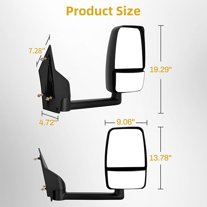 DWVO Towing Mirror Compatible with 2003-2019 Chevy Express GMC Savana 1500 2500 3500, Side Mirror with Manual Folding Manual Adjustment
