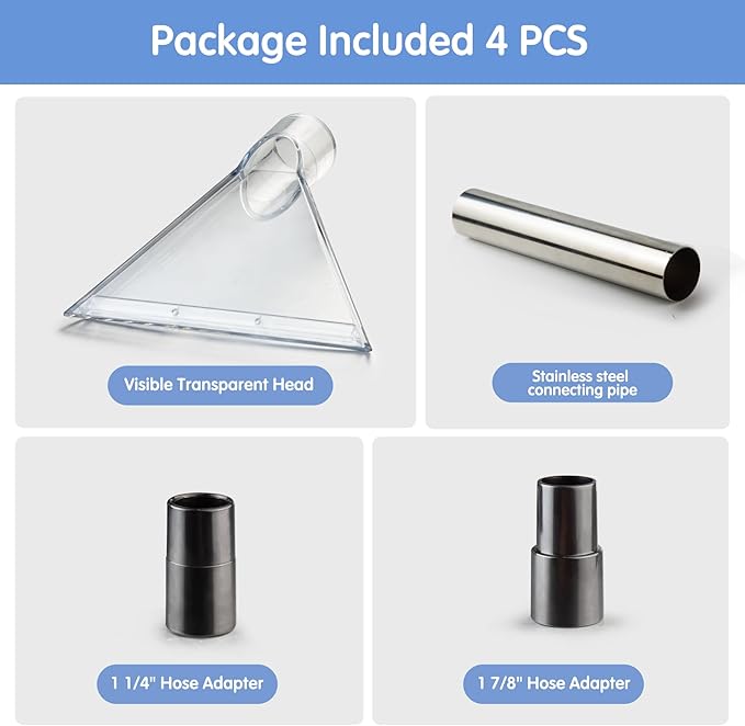 Universal Clear Vacuum Extraction Accessory Compatible with All Shop Vac Extractor with 1-7/8", 1-1/4" Adapters Wet Dry Vacuum Cleaner Attachments for Upholstery Carpet Cleaning Car Detailing