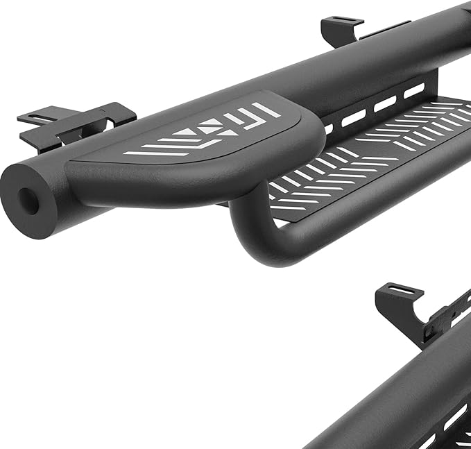 Three Raised Steps Running Boards (Wheel to Wheel Side Steps) Compatible with 2020 2021 2022 2023 2024 2025 Jeep Gladiator JT 4 Door, Bed Access Nerf Bars, Bolt-on Rock Sliders Rail