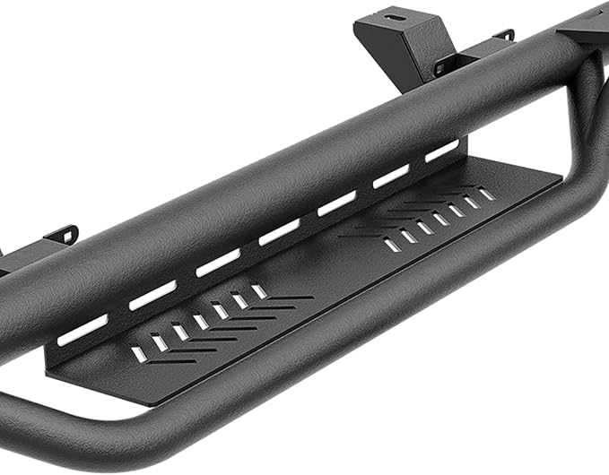 Running Boards Compatible with 2018-2026 Jeep Wrangler JL JLU Unlimited 4 Doors, Two Stairs Design Side Steps Heavy-Duty Steel Nerf Bars Bolt-on Step Plates Rock Sliders Rail, Black