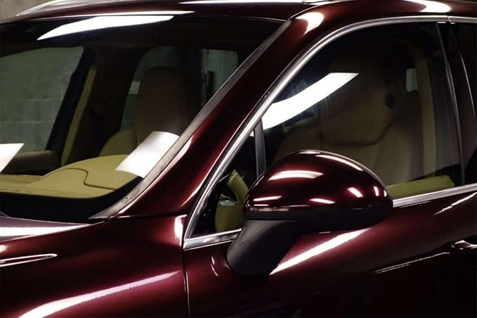 1FTx5FT PET Super Gloss Metallic Rose Black High Glossy Vinyl Wrap Auto Car Sticker Decal Film Sheet Bubble Free Air Release Technology with Tool Set