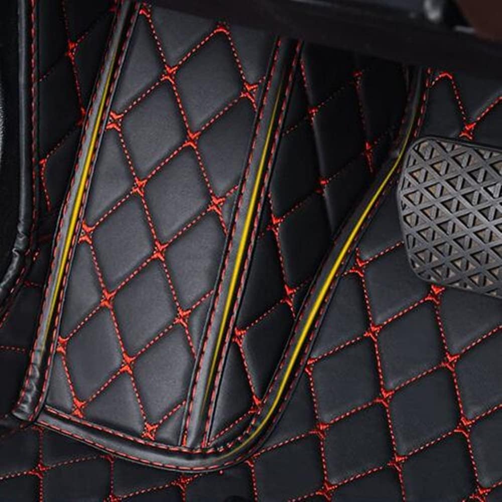 Custom All-Weather Protection Luxury Leather Floor Mats for Cars SUVs Trucks According Anti-Slip Leather Floor mats (42,Striped Beige)