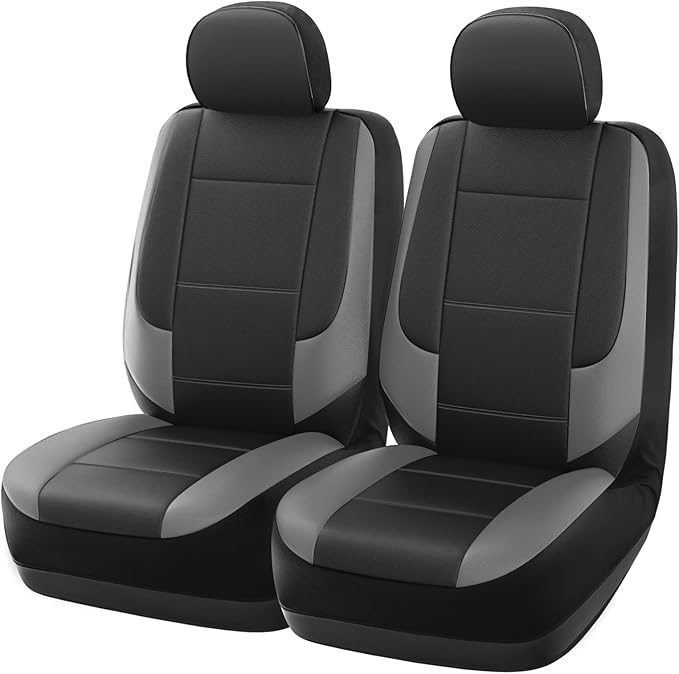 GIANT PANDA Front Car Seat Cover for Jeep Wrangler JK (2007-2018),Leather Bucket Seat Covers Custom Fit Jeep Accessories (Gray) 2-Pack