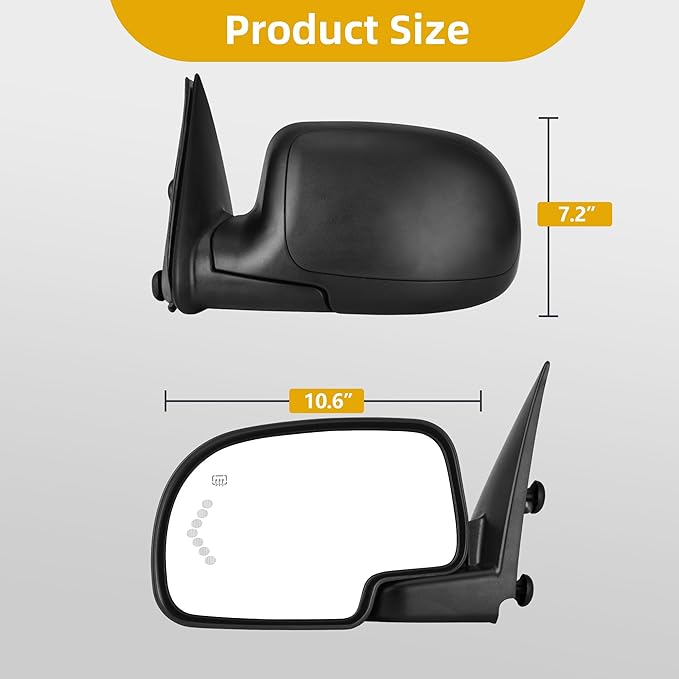 DWVO Side Towing Mirrors Compatible with 2003 2004 2005 2006 Chevy Silverado GMC Sierra Series Pickup, Power Heated, Manual Folding, Pair Set