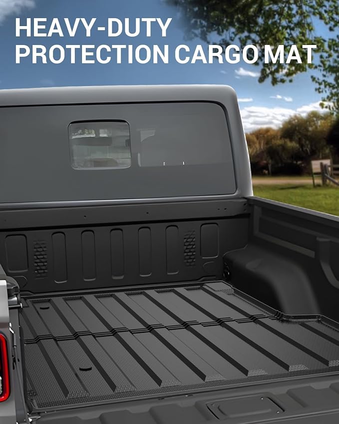 Ecarzo Truck Bed Mat for Jeep Gladiator JT 2025 2024 2023 2022 2021 2020 5FT Custom-Fit Heavy-Duty Odorless TPE Liner Anti-Slip All-Weather Cargo Bed Liner Tailgate Mat Easy-Clean Pickup Accessory