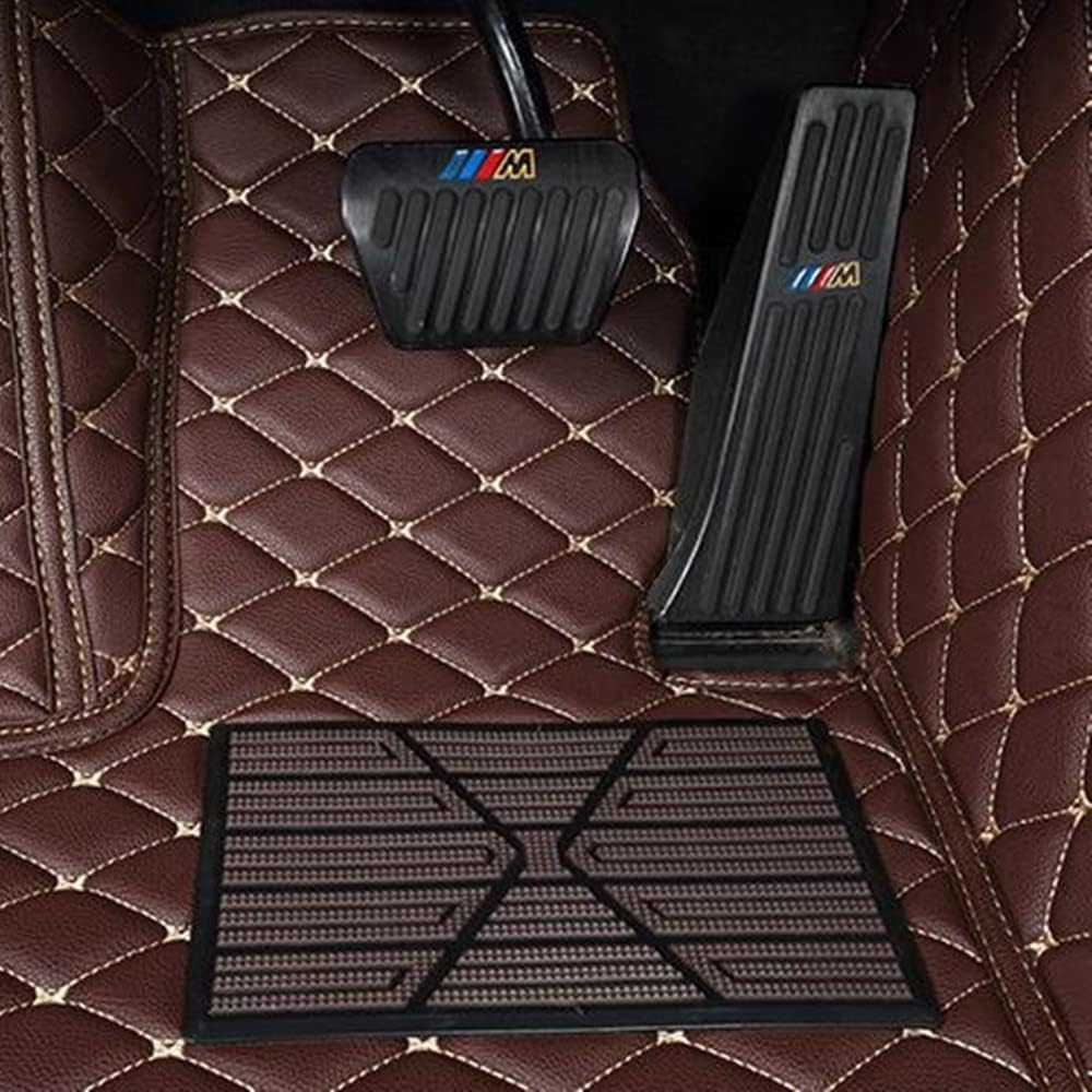 Custom All-Weather Protection Luxury Leather Floor Mats for Cars SUVs Trucks According Anti-Slip Leather Floor mats (30,Pink and Black Beige)