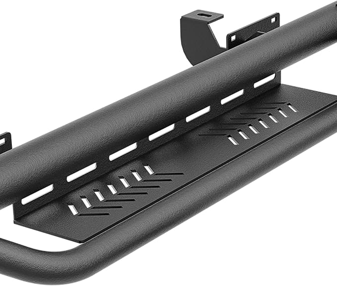 Running Boards Compatible with 2007-2018 Jeep Wrangler JK JKU Unlimited 4 Doors, Two Stairs Design Side Steps Heavy-Duty Steel Nerf Bars Bolt-on Step Plates Rock Sliders Rail, Black