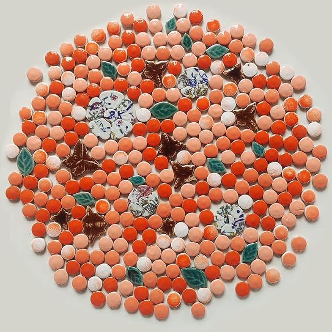 1.1LB Random Leaves Ceramics Mosaic Tiles, Making Creative 3 Size Ceramic Mosaic Pieces for DIY Craft,Flowerpots, Vases, Cups, Garden Decor Mosaic Making Supplies (Cracked Ice Green)