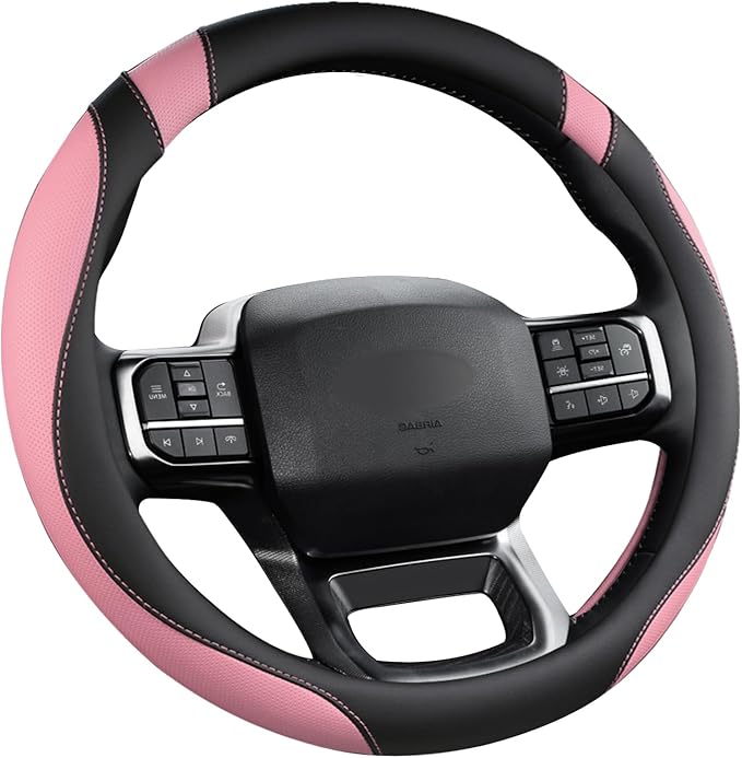 West Llama Customized Auto Car Steering Wheel Cover for Ford F-150, F-250, F-350, Expedition (Black+Pink)