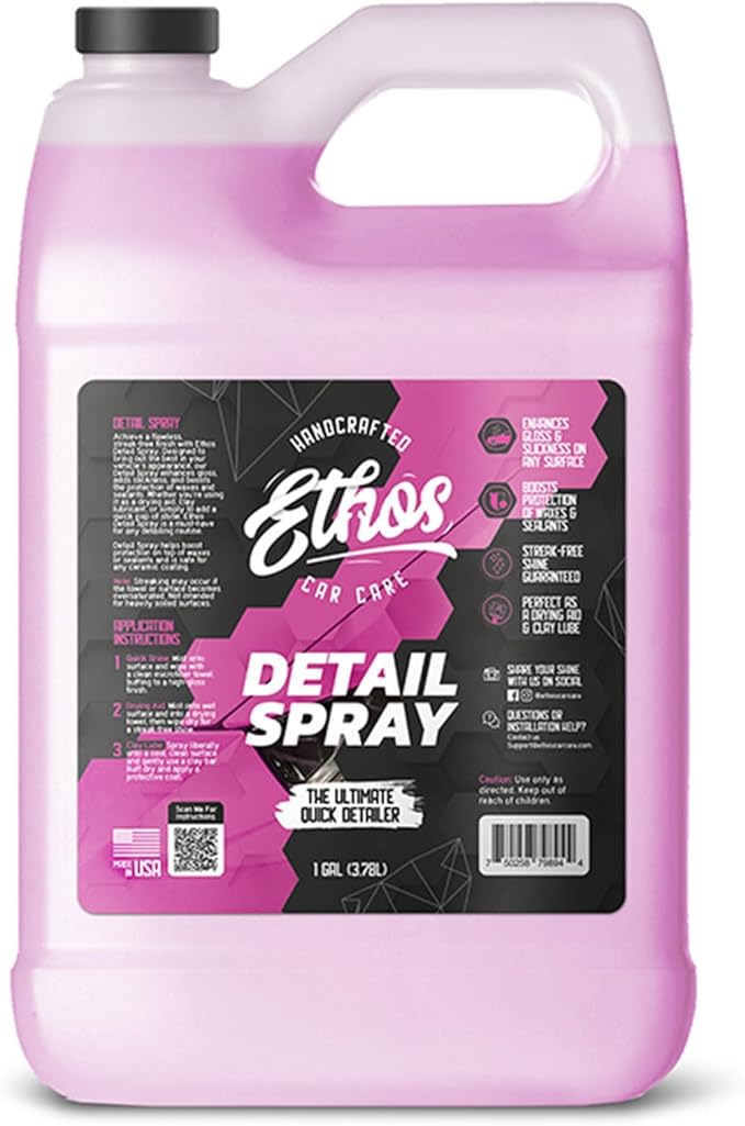 Ethos Car Detail Spray - The Ultimate Quick Car Detailer for Car Shine & Protection - Enhances Gloss, Slickness & Hydrophobic Properties - Detailing Spray - Safe for Paint, Glass & Chrome