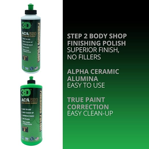 3D ACA 520 Finishing Polish - 32oz - Step 2 Body Shop Finishing Polish - Easy Clean Up, Superior Finish, No Fillers - True Paint Correction - Alpha Ceramic Alumina